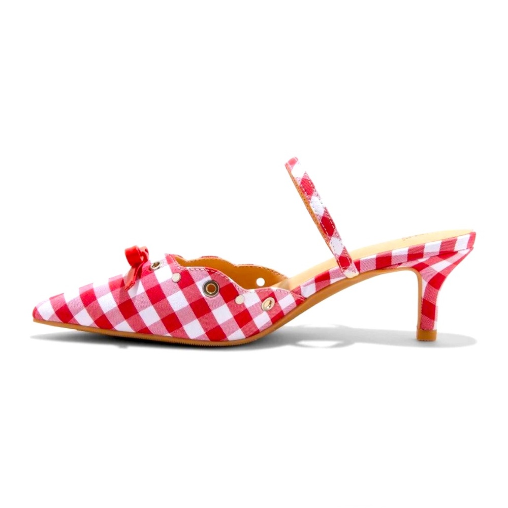 Women's Lysandra Gingham Eyelet Kitten Heels - Wild Fable Red 9.5 - Picture 2 of 4